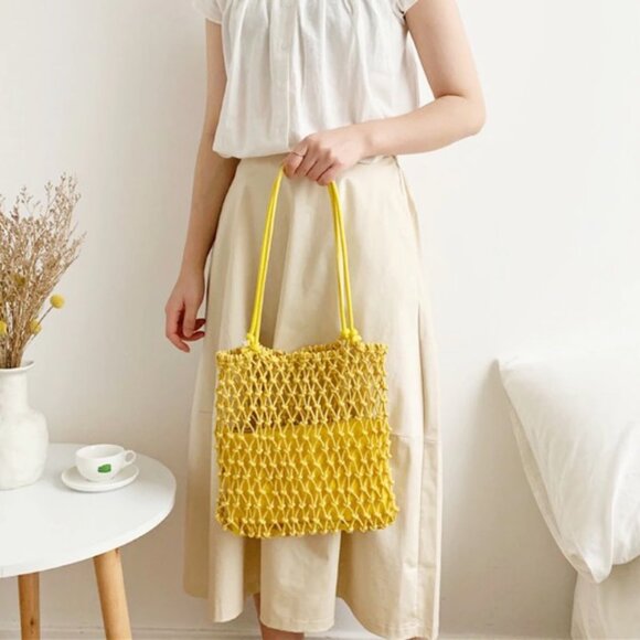 Boho Shoulder Bag /Yellow Rope/ Beachy / Island Handbag- NWT - Picture 4 of 10